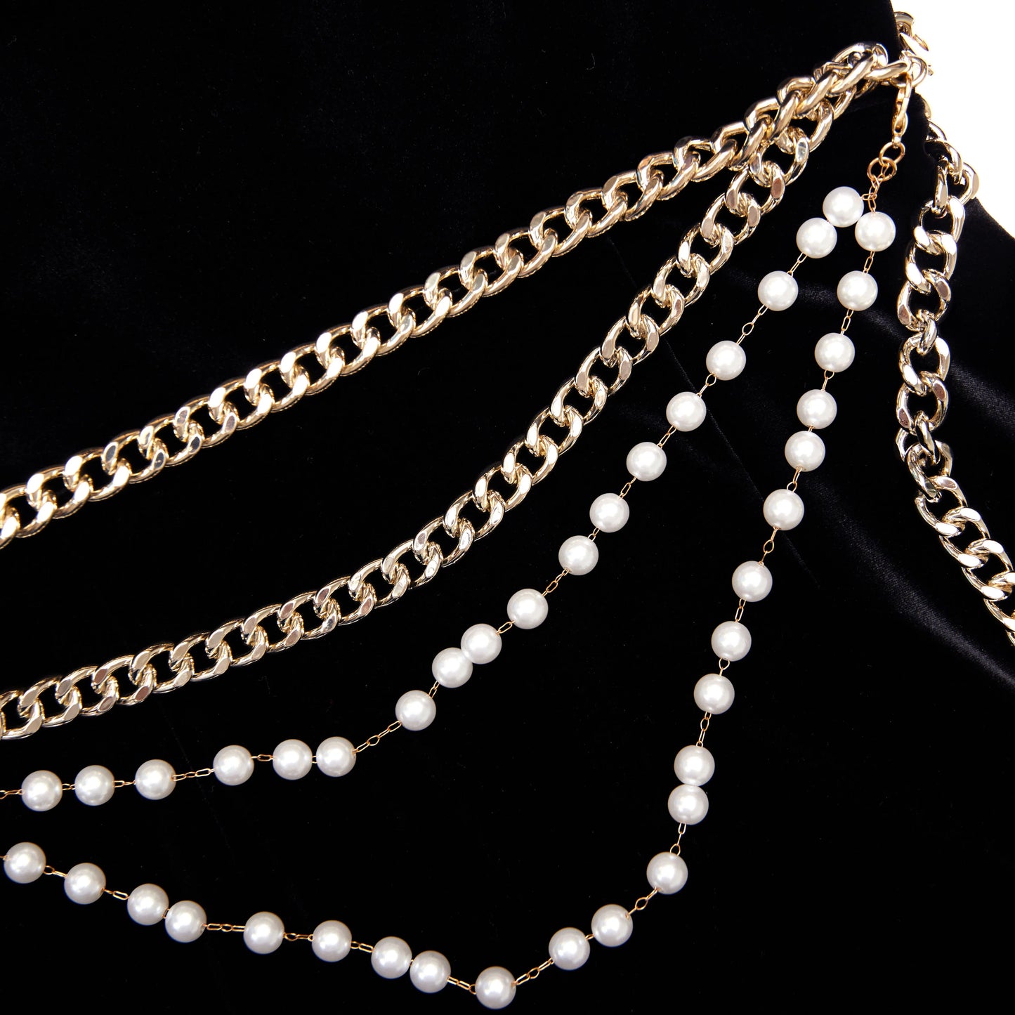 Black Velvet Chain Belt Maxi Dress