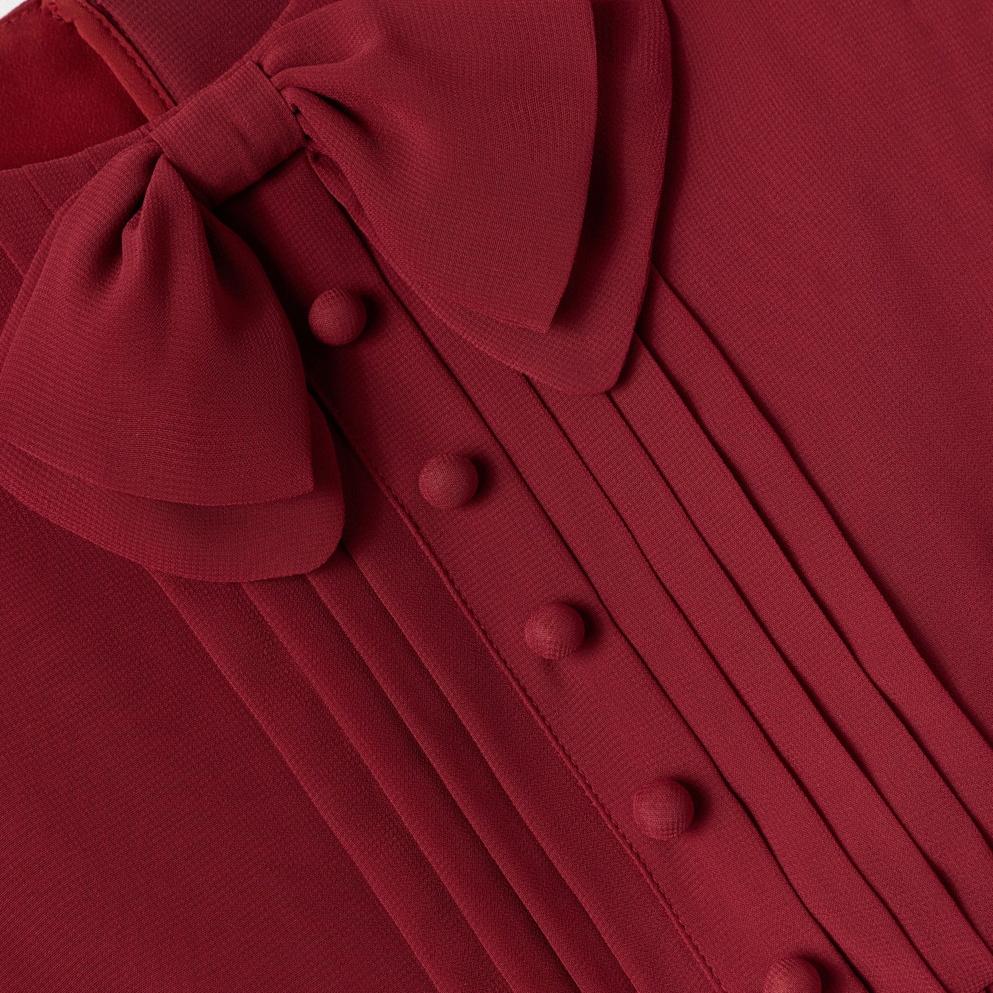Burgundy Chiffon Long Sleeve Dress