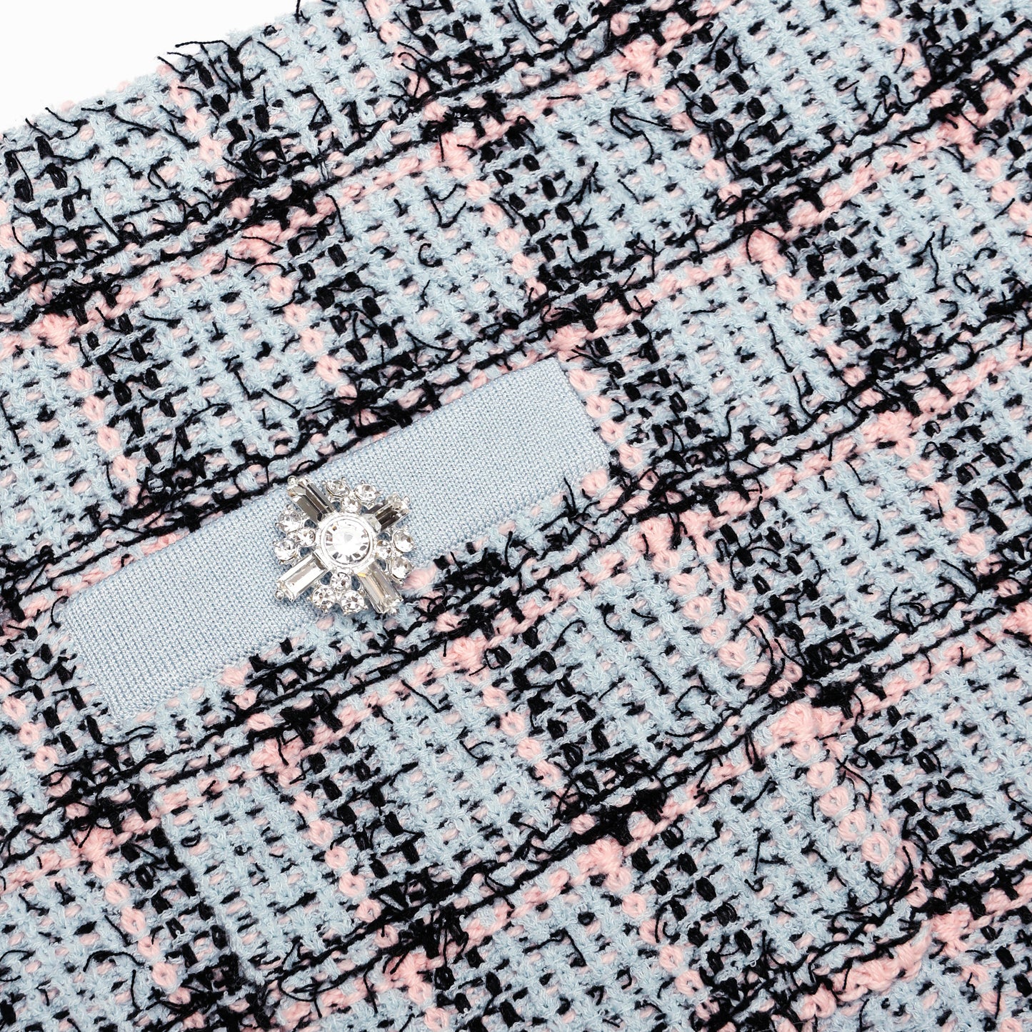 Blue Check Knit Mini Skirt
