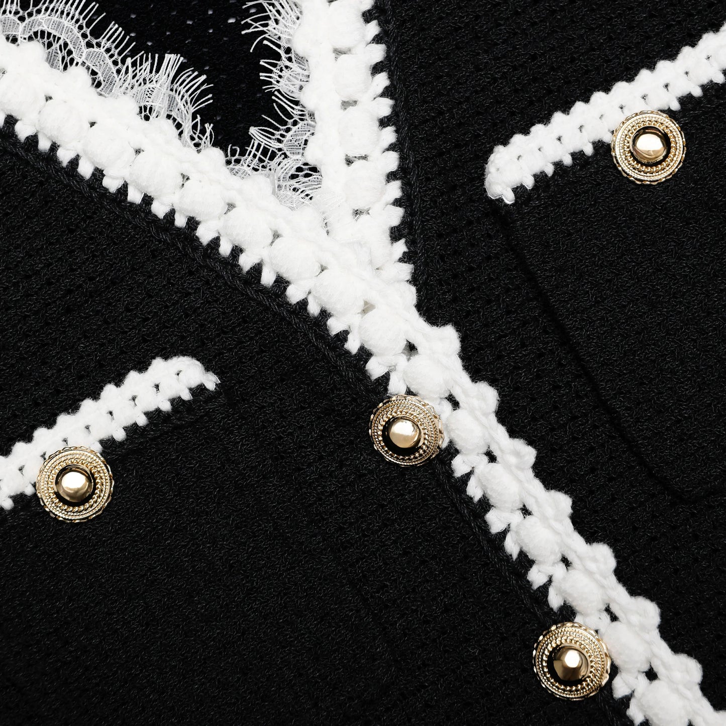 Black Lace Trim Knit Mini Dress