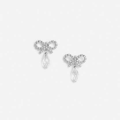 Bow Crystal Droplet Earrings