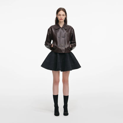 Brown Cropped Leather Jacket
