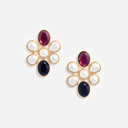 Pearl Crystal Cluster Earrings