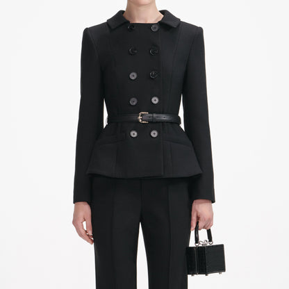 Black Wool Double Breasted Jumpsuit