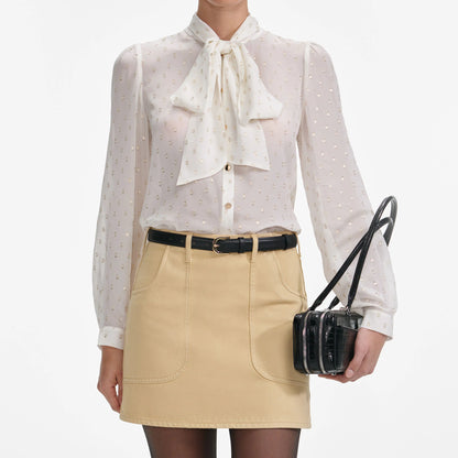 Cream And Gold Chiffon Blouse
