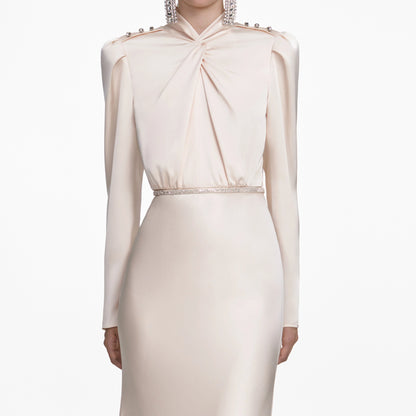 Champagne Satin Maxi Dress