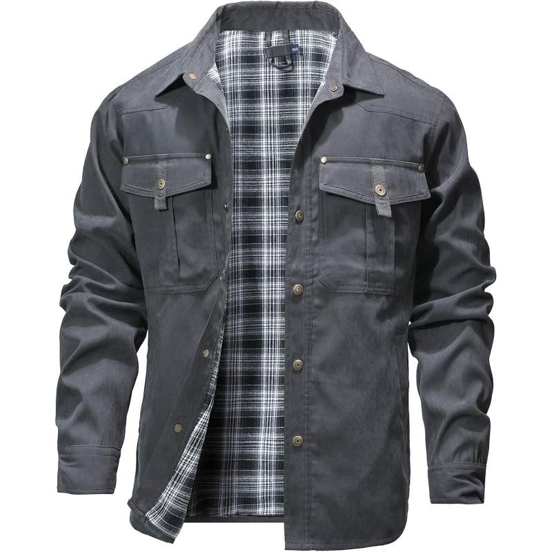 🔥Men's Flannel Lined Shacket Jacket