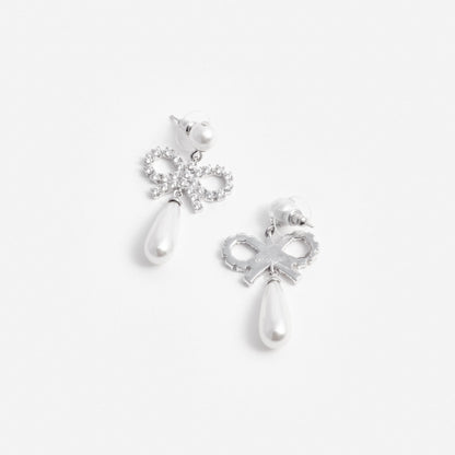 Pearl Bow Droplet Earrings