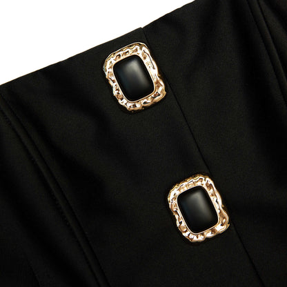 Black Taffeta Bandeau Top