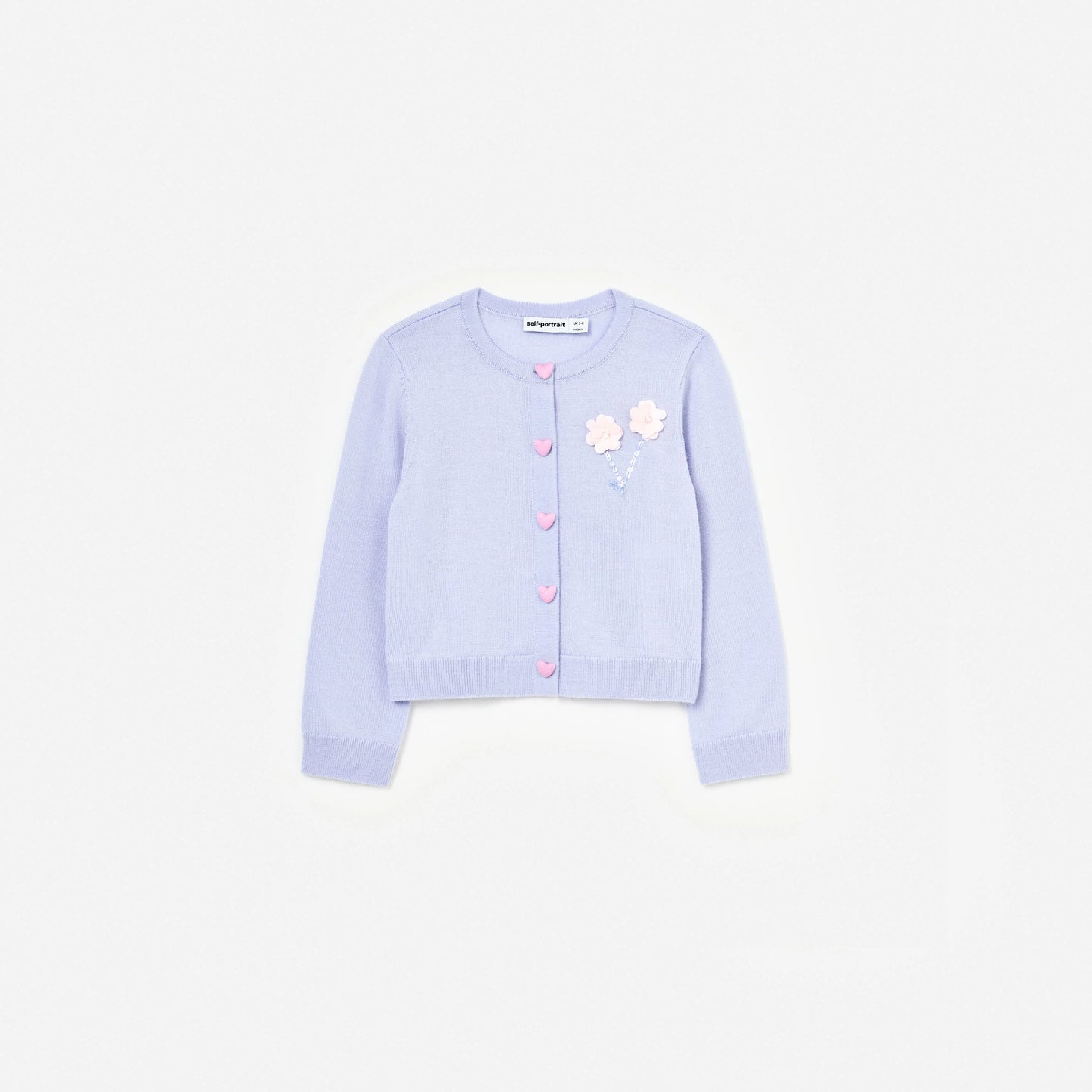 Lilac Sequin Flower Embroidered Knit Cardigan