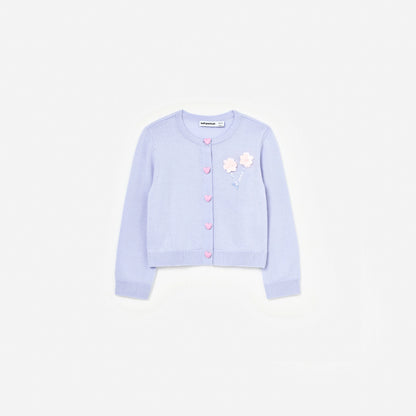 Lilac Sequin Flower Embroidered Knit Cardigan