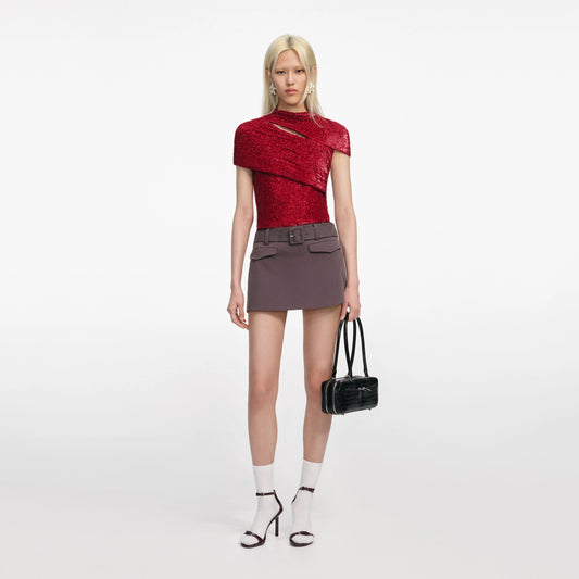 Red Fil Coupe Cut Out Top