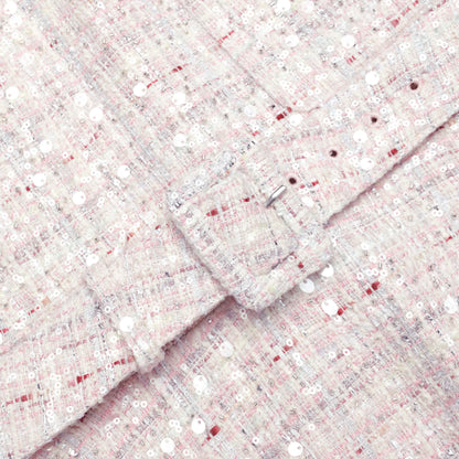 Pink Sequin Boucle Belted Mini Dress