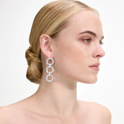 Crystal Link Three Tiered Earrings