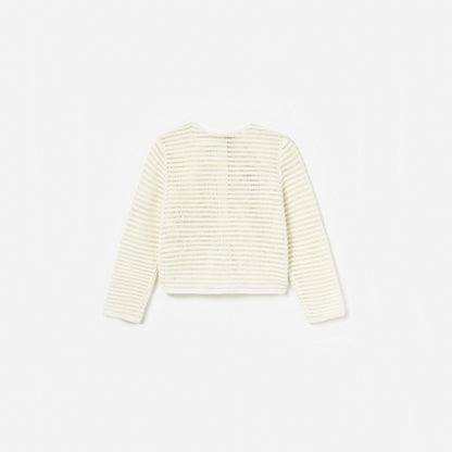 Cream Flower Knitted Cardigan