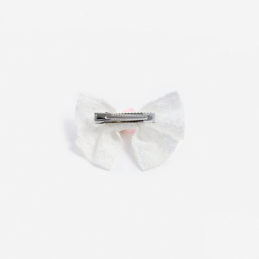 Cream Large Lace Bow Hair Clip