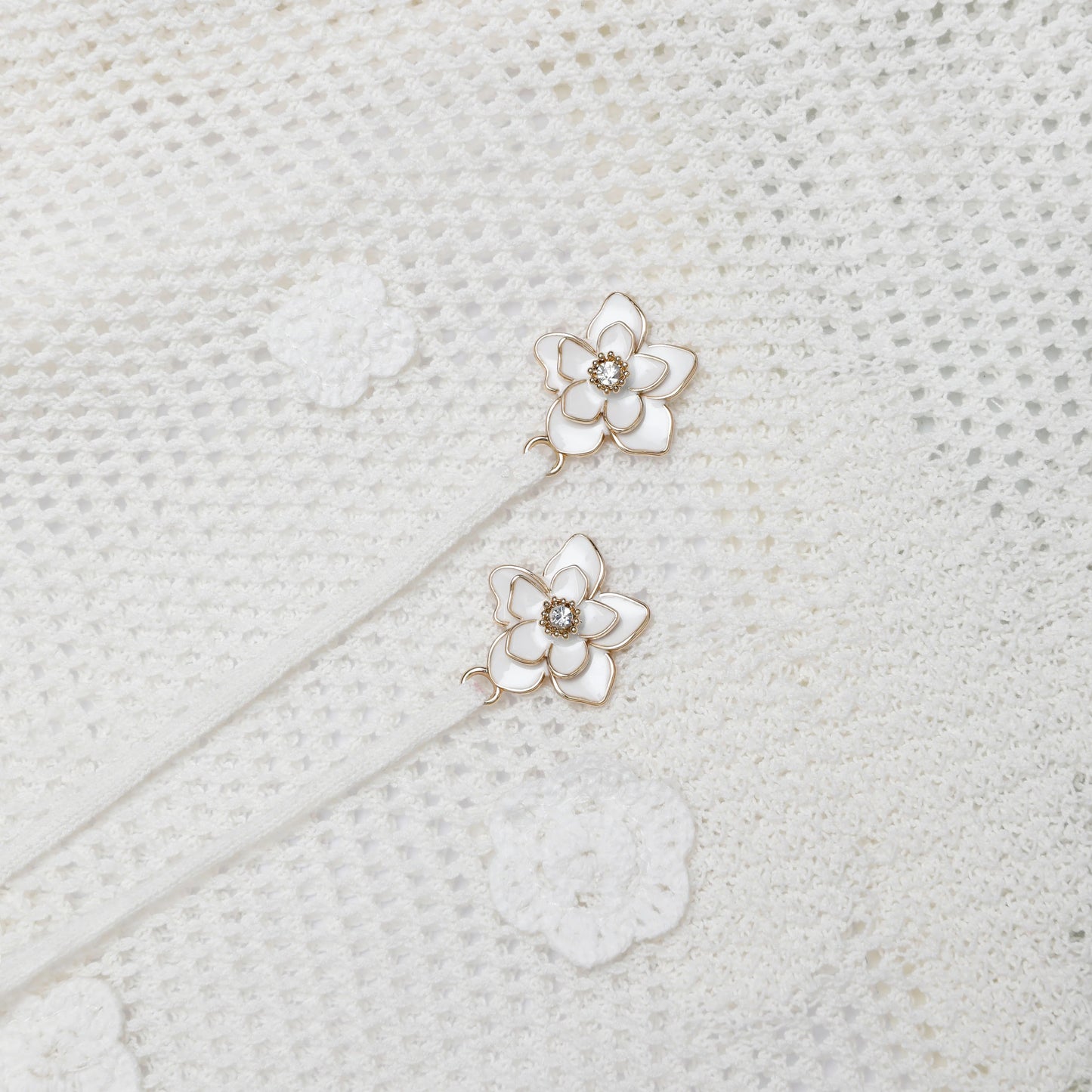 White Floral Crochet Midi Dress