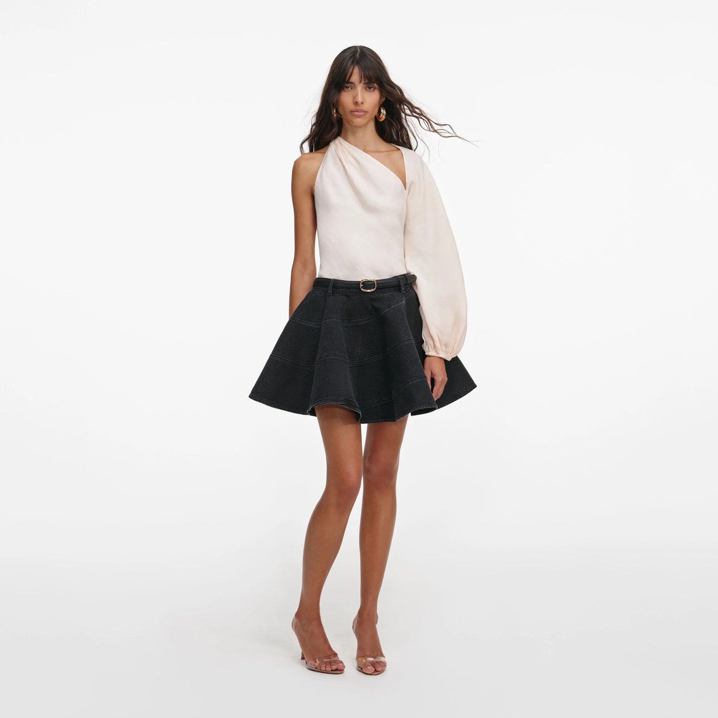 Cream Draped Sleeve Top