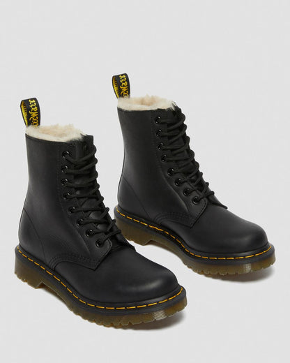 1460 Serena Faux Fur Lined Leather Lace Up Boots