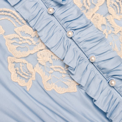 Blue Viscose Lace Midi Dress