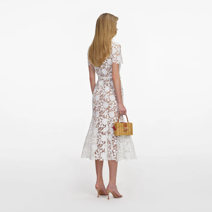 White Lace Collared Midi Dress