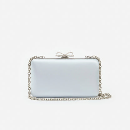 Blue Satin Clutch Bag