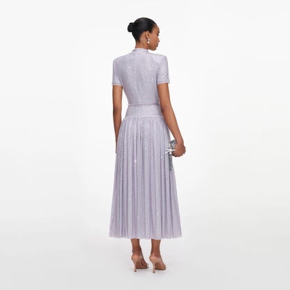 Lilac Rhinestone Midi Dress