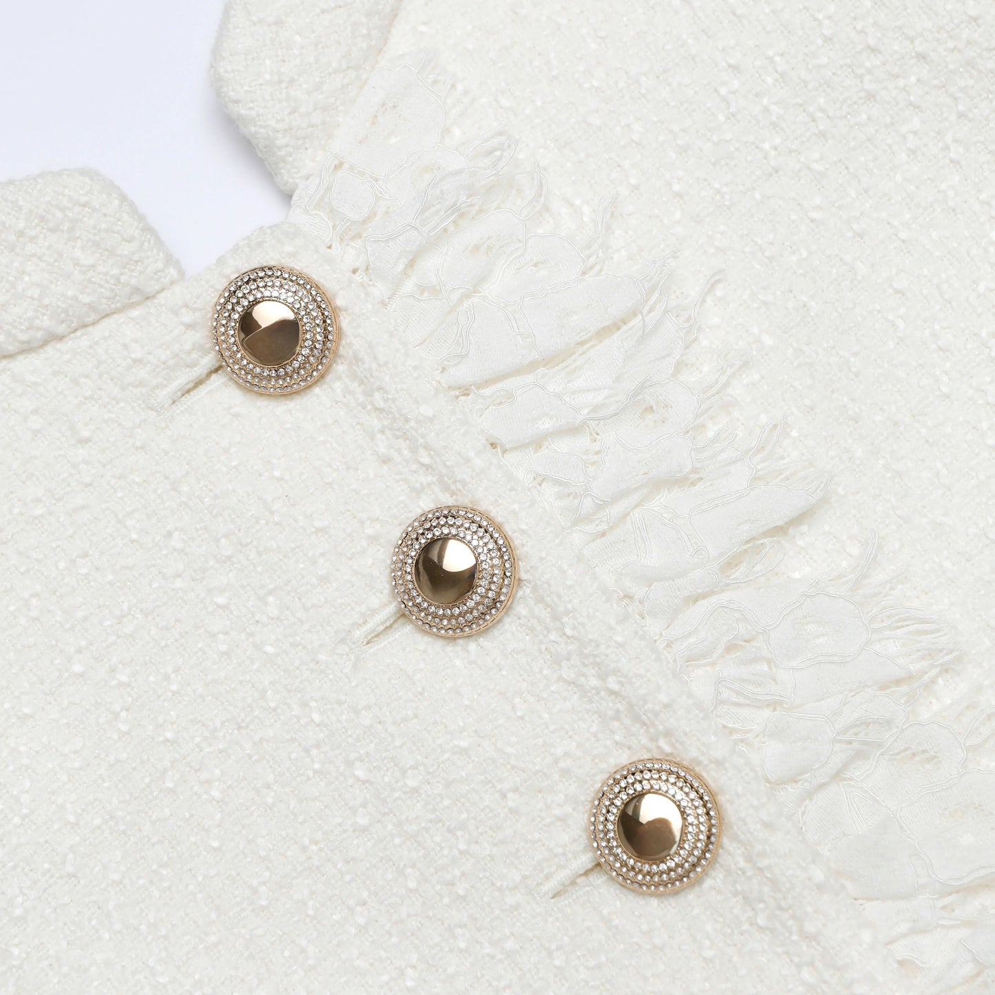 Cream Boucle Polka Dot Midi Dress