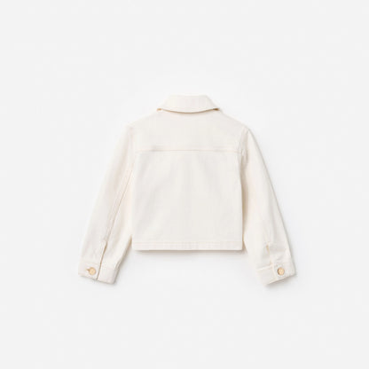 Cream Denim Cherry Motif Jacket