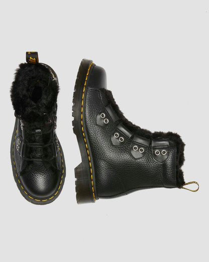 1460 Faux Fur Lined Leather Lace Up Boots