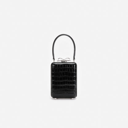 Black Croc Leather Micro Bag