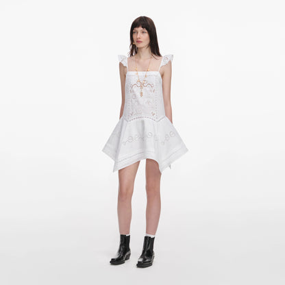 White Embroidered Mini Dress