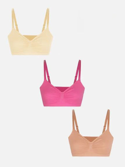 Pocketsh 3-Pack Smooth Seamless Wireless Bra Bundle