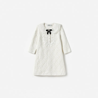 White Pointelle Knit Dress