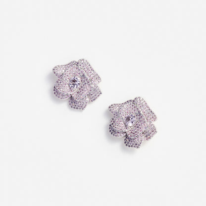 Pink Crystal Flower Earrings