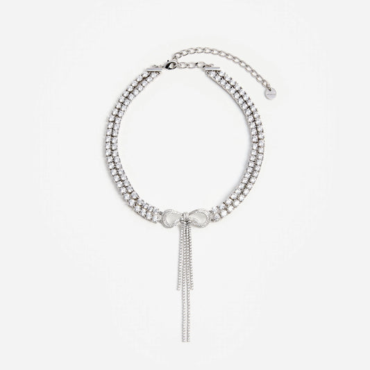 Double Crystal Bow Choker