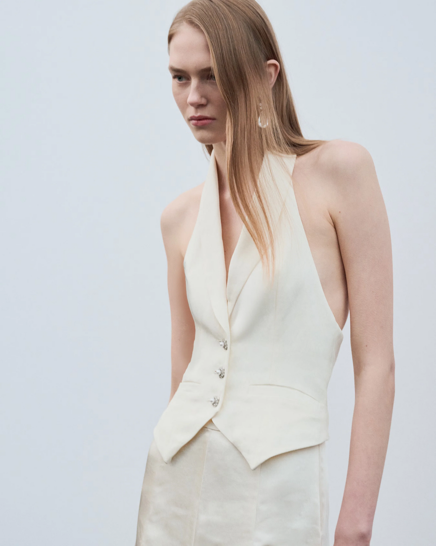 Cream Linen Blend Waistcoat