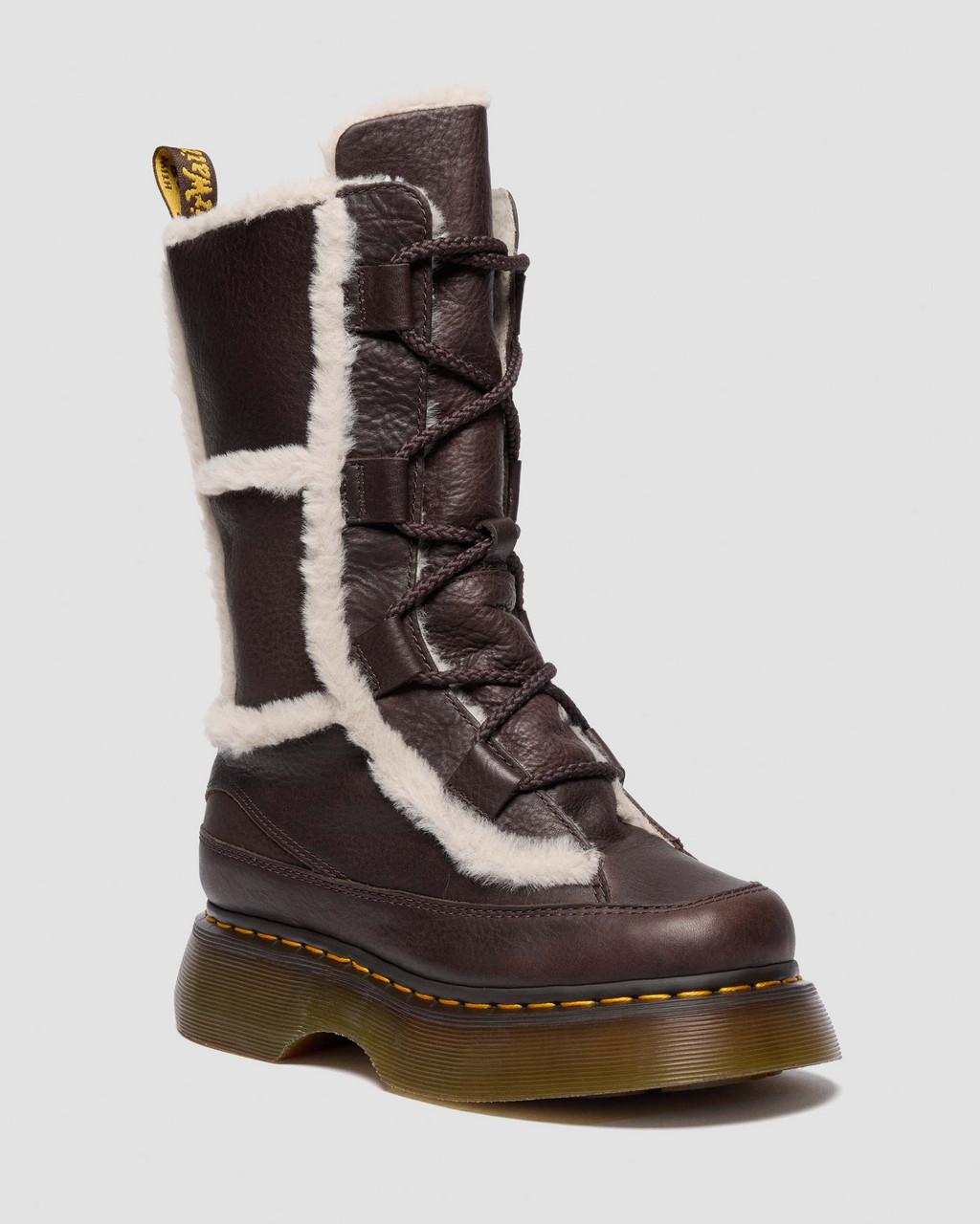 Buzz Lace Up Faux Fur Lined Grizzly Leather Boots