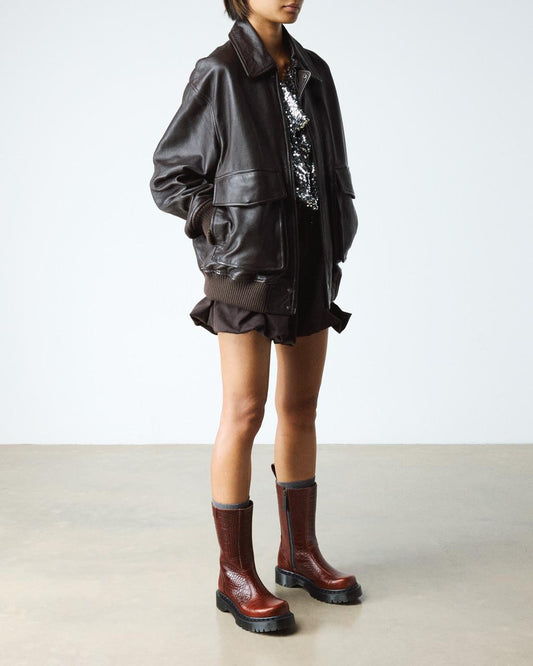 Rejena Croc Emboss Leather Boots