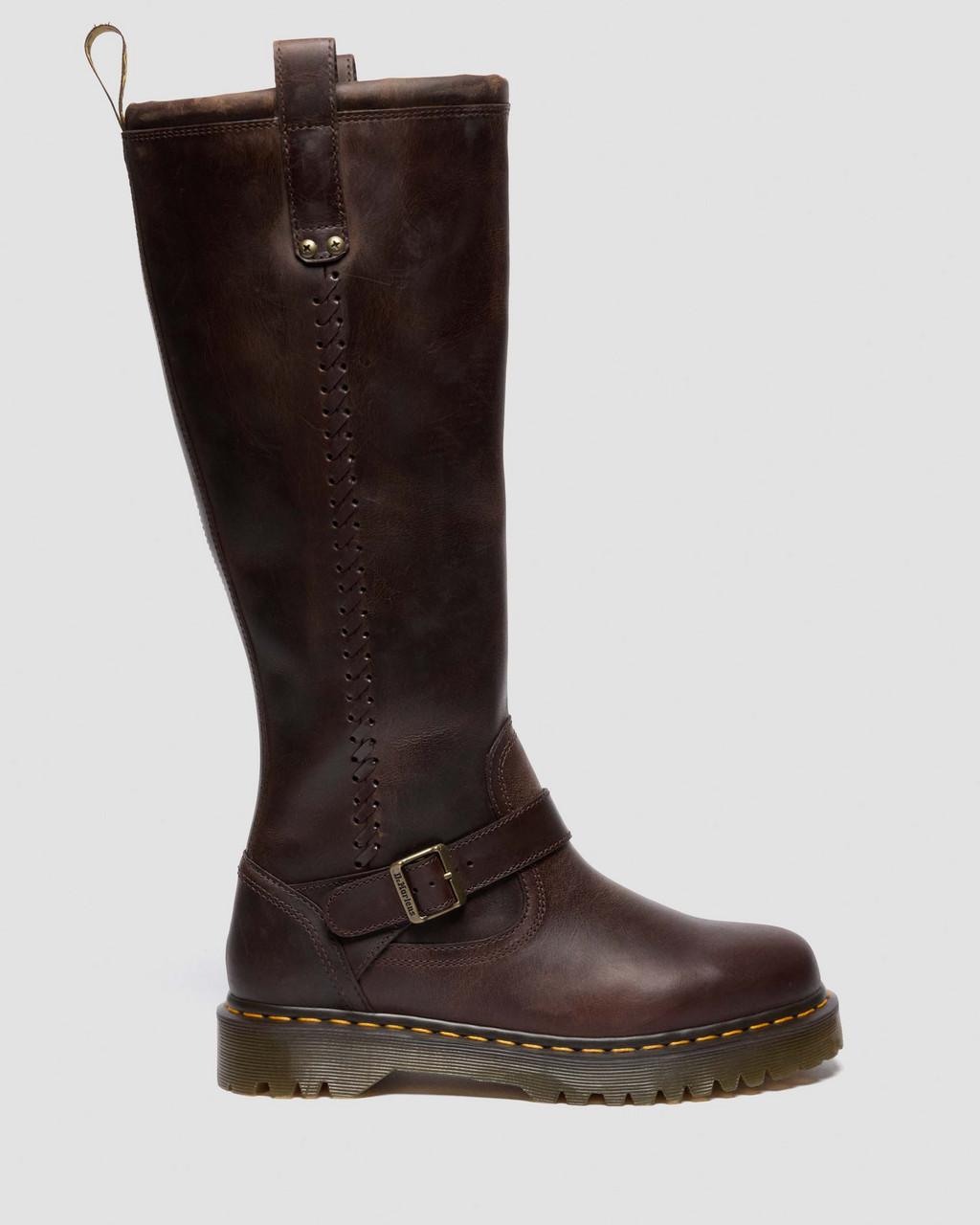 ANISTONE KNEE HIGH CRAZY HORSE BIKER BOOTS