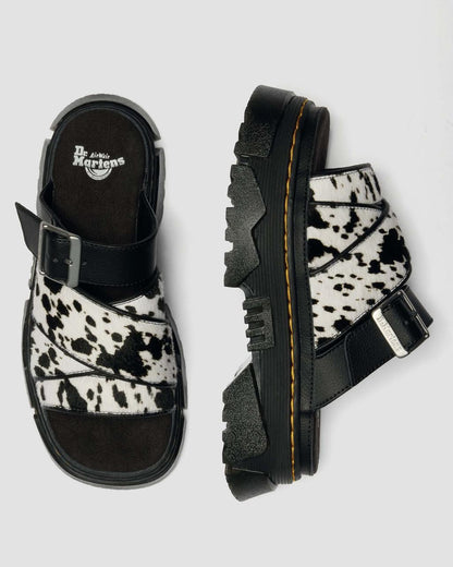 Mattison Slide Dalmatian Hair On Leather Sandals