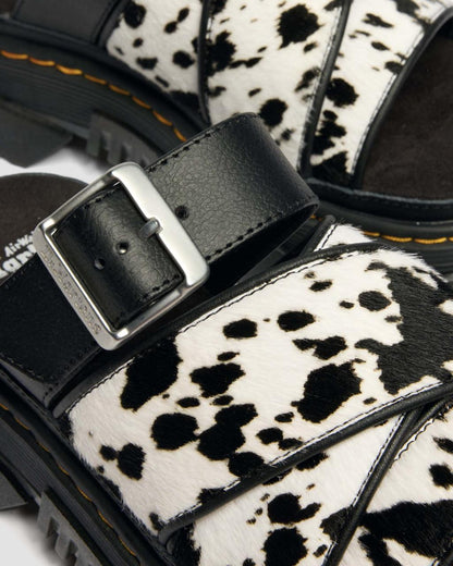 Mattison Slide Dalmatian Hair On Leather Sandals