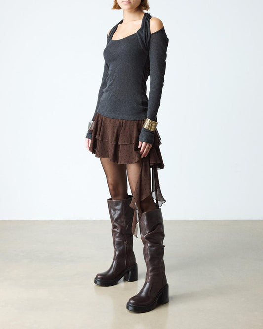 KASEY LEATHER KNEE HIGH HEELED BOOTS