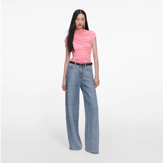 Pink Jersey Gathered Top