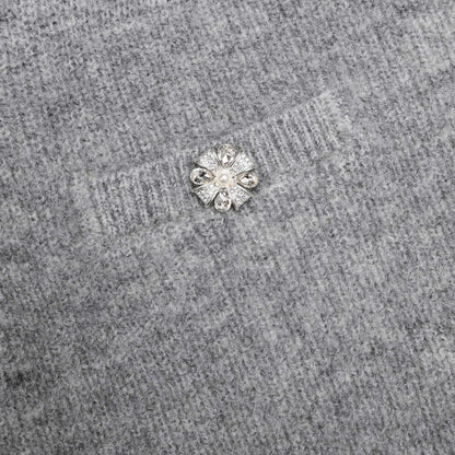 Grey Fluffy Knit Mini Skirt