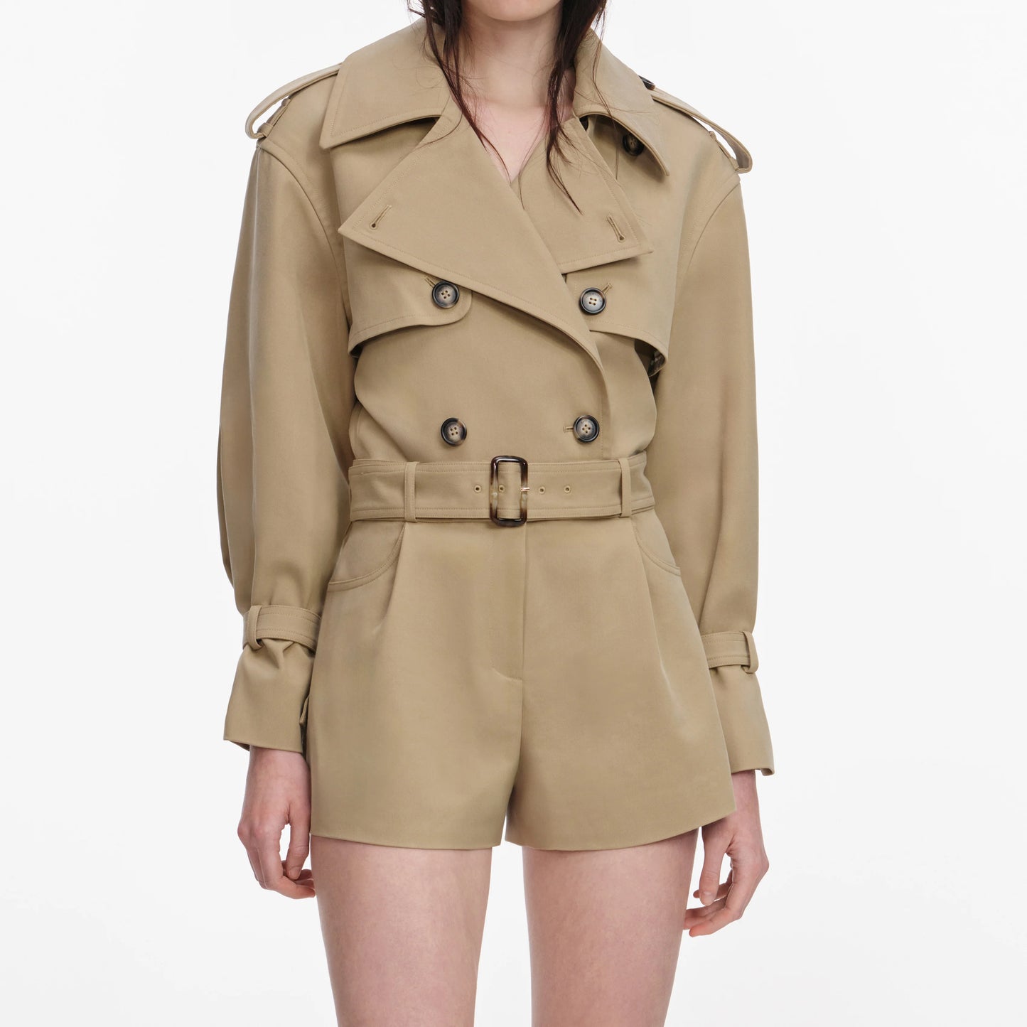 Beige Cotton Playsuit