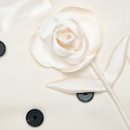 Cream 3D Flower Jacket