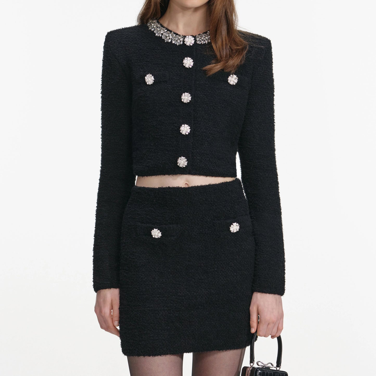 Black Crystal Trim Cardigan