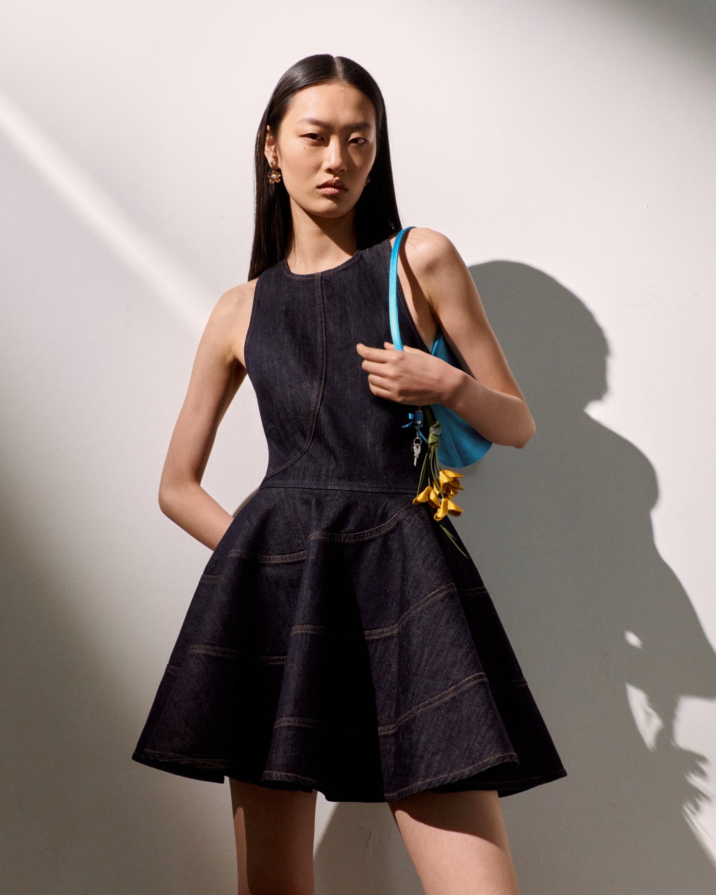 Indigo Denim Halterneck Mini Dress