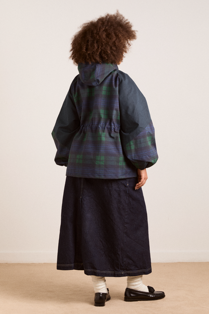 Stylish waterproof jackets that can be worn on rainy days- navy check---Add to cart and enjoy 50% off